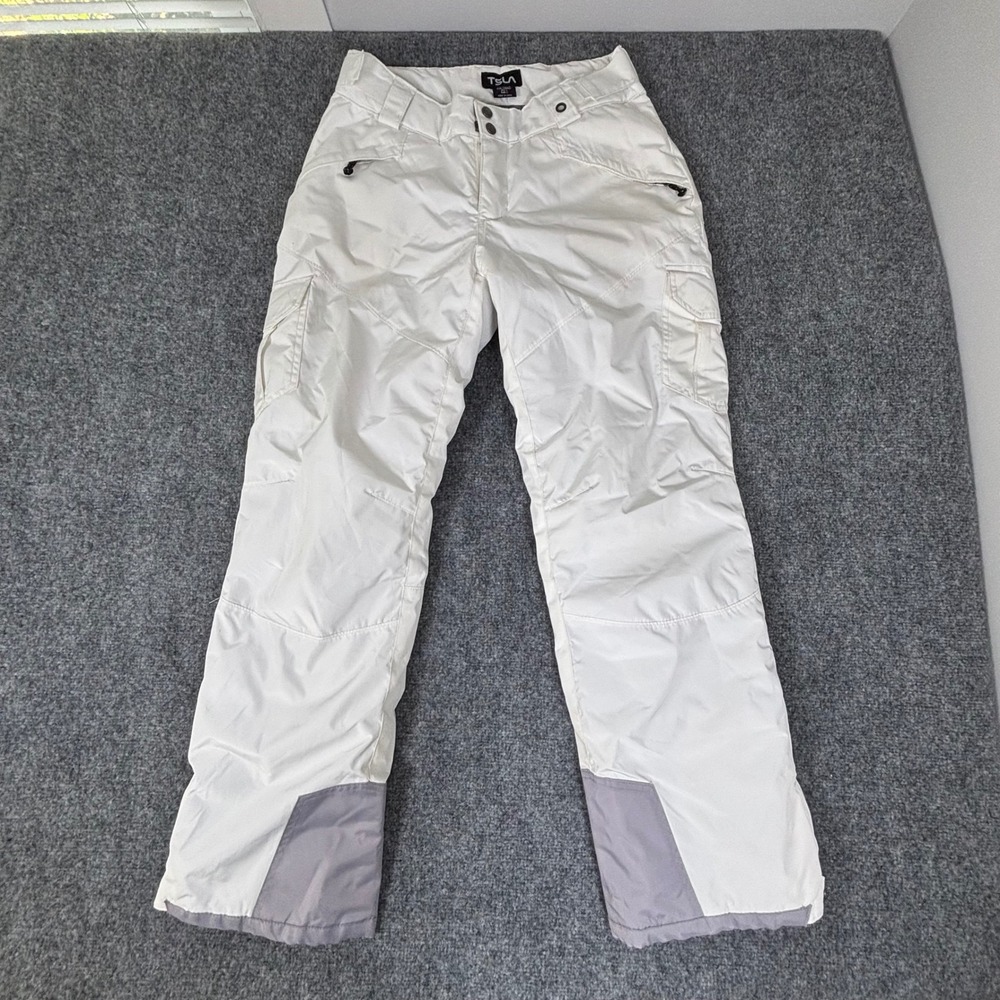 TSLA Womens White Winter Snow Cargo Pants Insulated Ski Snowboard M